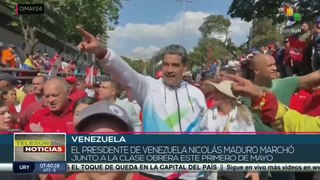 Pdte de Venezuela Nicolás Maduro marchó  junto a la clase obrera