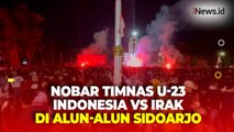 Jelang Pertandingan Timnas U-23 Indonesia vs Irak, Ribuan Warga Serbu Alun-Alun Sidoarjo