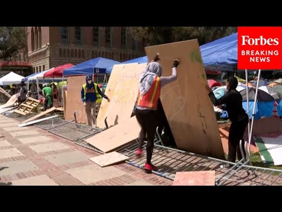 BREAKING: Pro-Palestinian Protesters At UCLA Rebuild Encampment After Attack From Counter-Protesters