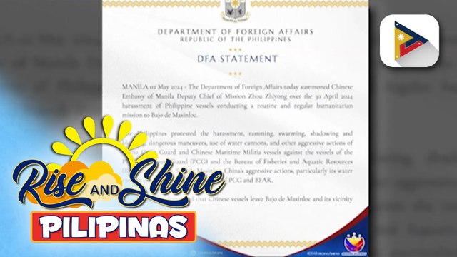 Deputy Chief of Mission Zhou Zhiyong ng Chinese Embassy, ipinatawag ng DFA