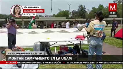 Instalan campamento frente a rectoría de UNAM en solidaridad con Palestina