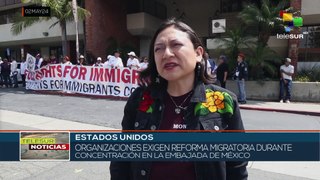 En EE.UU. organizaciones exigen reforma migratoria durante concentración en la embajada de México