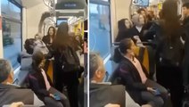 Eskişehir'de tramvayda öğrencilerin saç saça baş başa kavgası kamerada