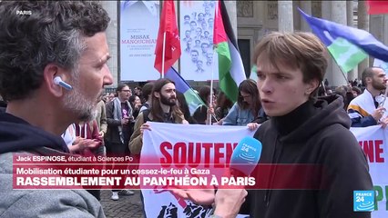 Mobilisation étudiante en soutien à Gaza : rassemblement au Panthéon à Paris