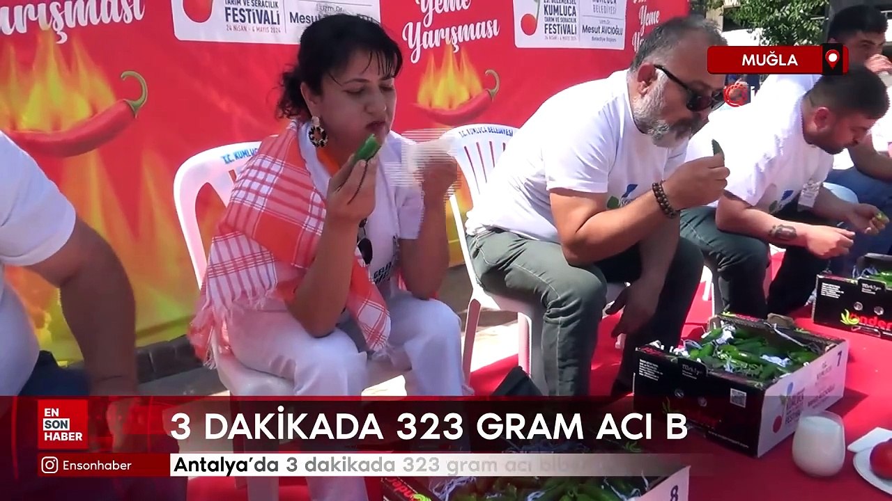 Antalya'da 3 dakikada 323 gram acı biber yedi