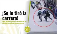 Por no mirar para los dos lados! Una mujer provocó un accidente en plena competencia ciclística