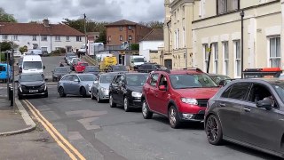 Gridlock on the A259 in St Leonards as people queue to get into the road that leads to the water station