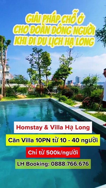 Siêu Villa 10 pn, 11 giường lớn, tối đa cho đoàn 40 người có bể bơi riêng, bàn bi-a, karaoke, sân vườn, bồn tắm ngắm view thành phố du lịch Bãi Cháy, … Xem thêm