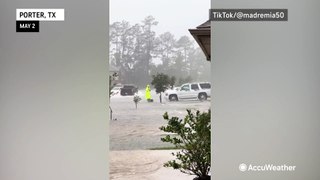 Truck battles through Texas floodwaters