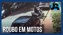 Criminosos em motos assaltam pedestres e se aproveitam do capacete para não ser identificados em SP