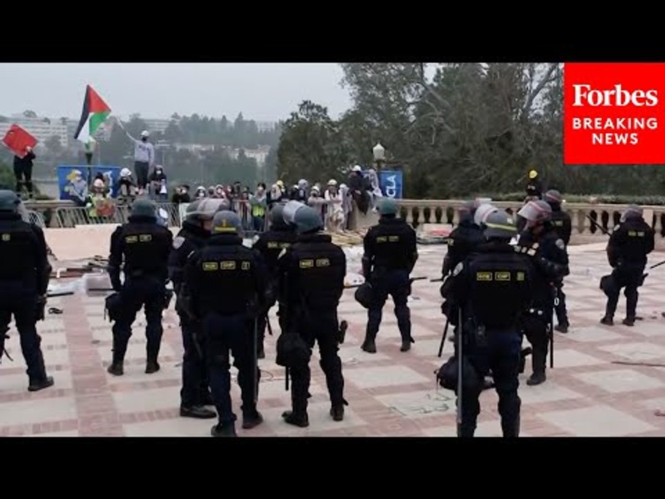 JUST IN: Police And Pro-Palestinian Activists Face Off After UCLA Encampment Cleared Out