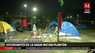 Estudiantes de la UNAM realizan plantón manifestando romper relaciones académicas con Israel