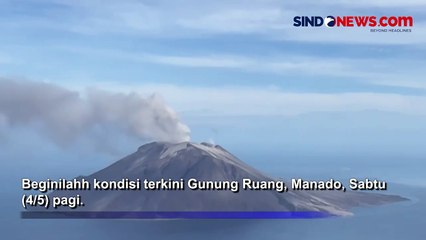 Melihat Aktivitas Gunung Ruang Manado Terkini dari Udara