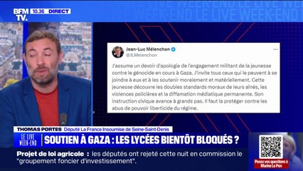 Thomas Portes (député LFI de Seine-Saint-Denis) sur les mobilisations pour Gaza: "Heureusement qu'ils se mobilisent (...) ils mettent en lumière l'inaction du gouvernement"