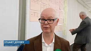 Stuart Jeffery, Green Party leader, speaks from Maidstone count