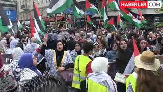 Berlin'de yaklaşık 2 bin kişiden Filistin'e destek yürüyüşü