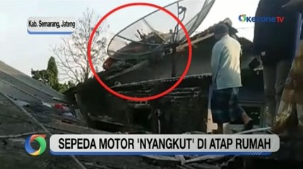 Rem Blong, Motor Wisatawan Nyangkut di Atap Rumah Warga Semarang