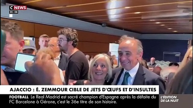 Incidents en Corse lors de la visite d'Eric Zemmour sur un marché à Ajaccio où le leader de Reconquête a été la cible de milices de l'extrême gauche , selon ses déclarations