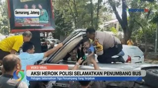 Aksi Heroik Polisi Selamatkan Penumpang Bus di Semarang