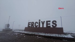Erciyes'e mayısta kar yağdı