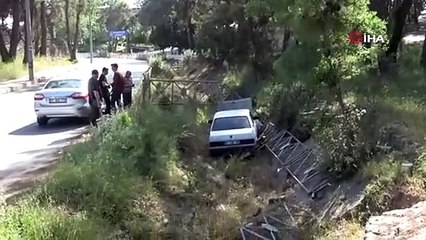 Virajı alamadı kanala uçtu!