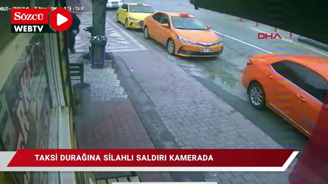 Taksi durağına silahlı saldırı kamerada