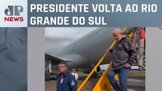 Lula desembarca em Canoas acompanhado de comitiva de ministros e políticos