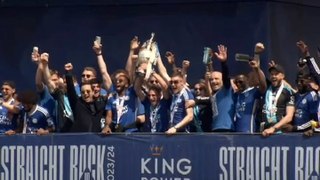 Leicester City lift trophy as fans light streets up blue during victory parade