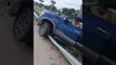 Car Gets Stuck on Road's Side Railing After Accident