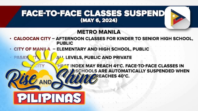 Ilang paaralan sa Metro Manila at mga lalawigan, wala pa ring pasok ngayong araw dahil sa napakainit na panahon