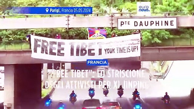 Xi Jinping in Francia: attivisti pro Tibet e Uiguri manifestano contro il presidente cinese