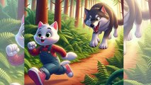 Cat's Encounter with a Wolf || Cat Story || Kidz Maze Cartoon || #cat ||     #trending || #cartoon