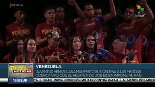 La juventud venezolana rechaza las sanciones impuestas por el imperialismo estadounidense.
