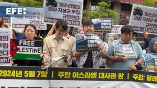 Surcoreanos se manifiestan a favor de Palestina