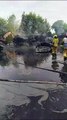 Pożar składowiska wraków samochodów w Maliniu koło Mielca
