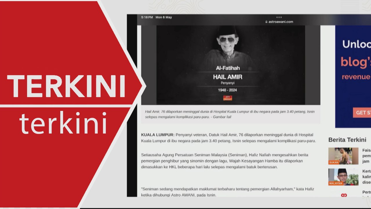 [TERKINI] Penyanyi veteran Hail Amir meninggal dunia