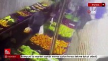 Esenyurt'ta market sahibi meyve çalan hırsızı tekme tokat dövdü