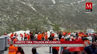 Fuertes vientos derriban toldos en evento de Movimiento Ciudadano en Nuevo León