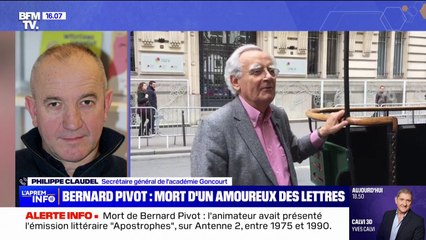 Mort de Bernard Pivot: "Il a inventé l'écrivain", clame Philippe Claudel, secrétaire général de l'académie Goncourt.