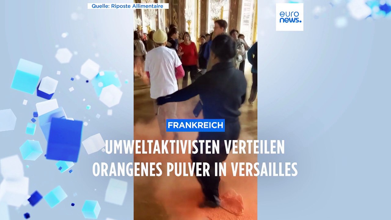 Versailles: Klimaaktivisten verteilen oranges Pulver im Spiegelsaal