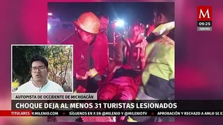 Choque entre autobús y tráiler deja 31 personas lesionadas en Michoacán