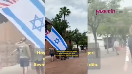 Müslüman bir kadına ırkçı taciz! ABD'de Fanatik İsrail yanlıları...