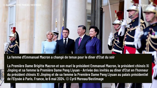 PHOTOS Brigitte Macron en look rouge le jour et longue robe près du corps le soir pour recevoir Xi Jinping et sa femme