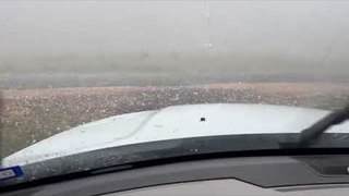 Intense Hail Storm in Texas Breaks Away Truck's Windshield Wiper