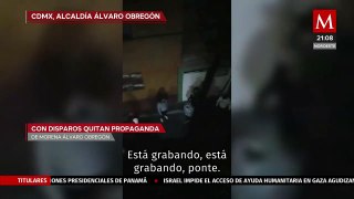 Retiran propaganda de Morena a balazos en Alvaro Obregón