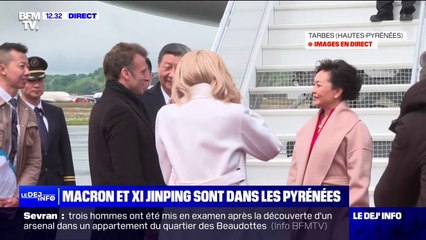 Скачать видео: Xi Jinping et son épouse viennent d'atterrir à Tarbes pour leur déjeuner à La Mongie avec Emmanuel et Brigitte Macron