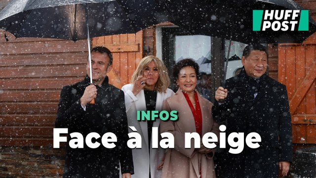 Neige et danse folklorique pour la visite de Xi Jinping en France