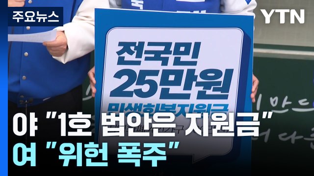 野, '전국민 25만 원' 강행 의지...與 위헌 폭주 / YTN