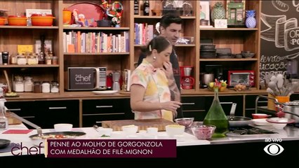 Penne ao molho de gorgonzola com medalhão de filé-mignon | Band Receitas