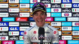 Cycling - Giro d'Italia 2024 - Cian Uijtdebroeks after stage 4 and always Maglia Bianco